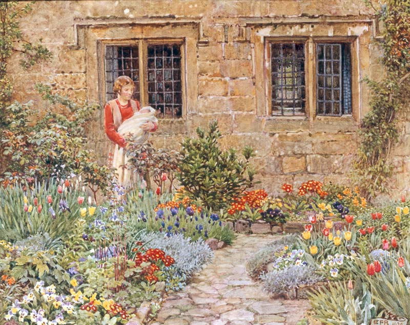 Mother and Child in a Flower Garden à Brickdale Eleanor Fortescue