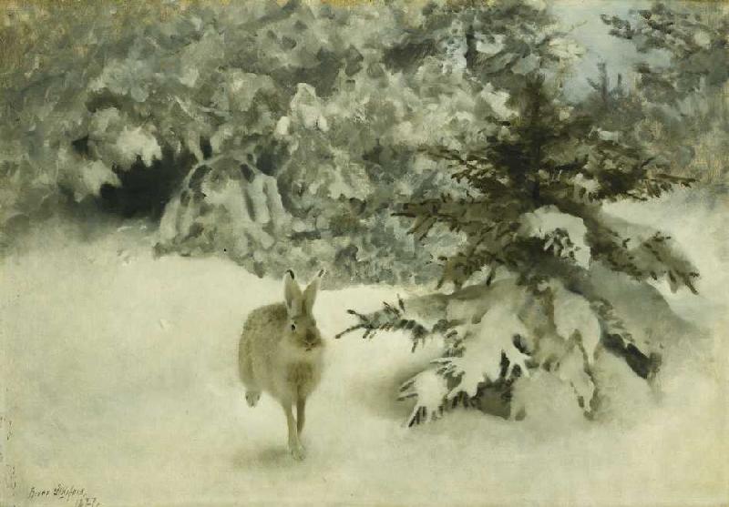 Ein Hase im Schnee à Bruno Andreas Liljefors