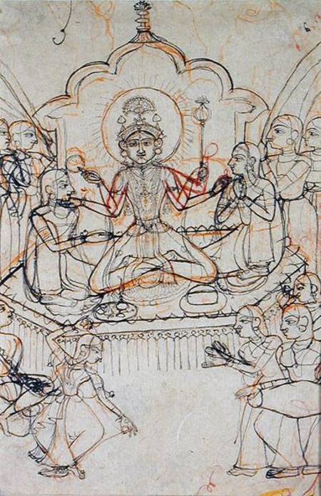 Krishna Seated on a Throne à École Bundi