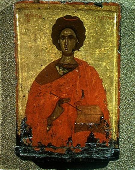 Icon of St. Pantaleon of Nicomedia (d.c.305 AD) à Byzantine