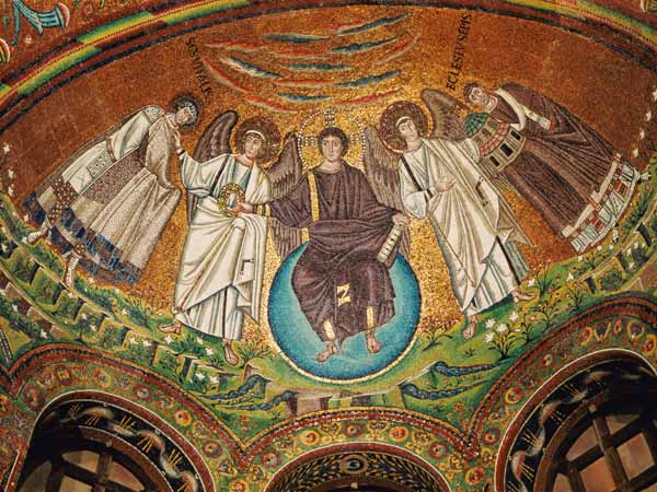 Christ surrounded by two angels, St. Vitalis and Bishop Ecclesius, from the apse à École byzantine