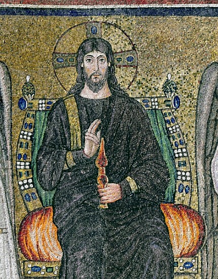 Christ enthroned with the angels (detail of 344548) à École byzantine