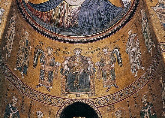 Madonna and Child Enthroned with Angels and Apostles, from the central apse à École byzantine