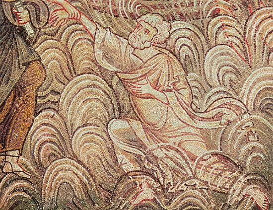 St. Peter Saved from Drowning Christ, detail of St. Peter à École byzantine