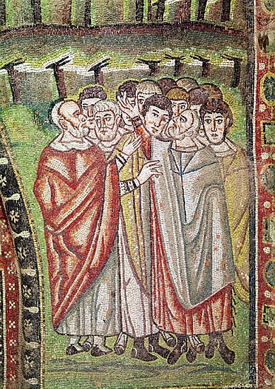 The Hebrew People, detail of The Hospitality of Abraham and the Sacrifice of Isaac, 6th century à École byzantine