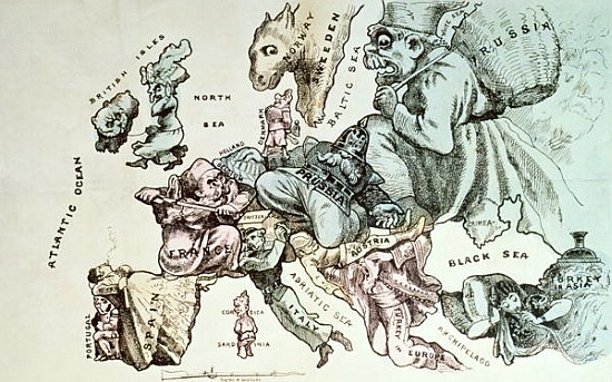Comic map of Europe à environ 1870 Frederick Rose