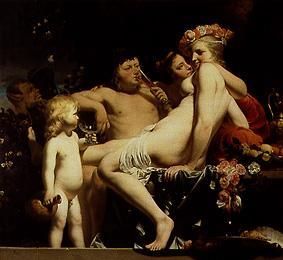 Bacchus avec deux nymphes et Amor à Caesar Boëtius Everdingen