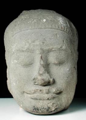 Buddha head with closed eyes, Angkor