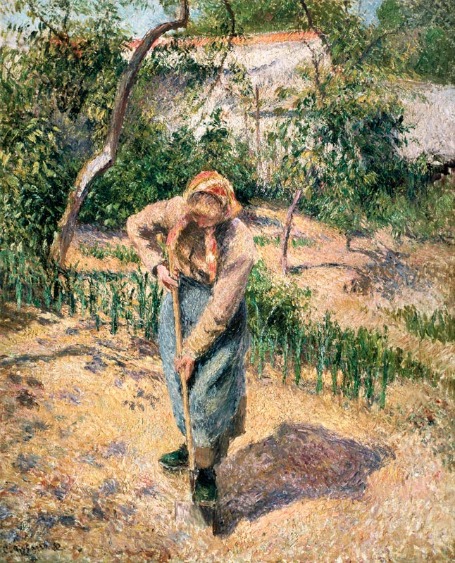 Femme de paysan au travail dans le jardin à Camille Pissarro