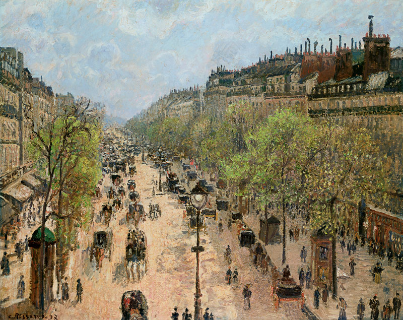 Boulevard Montmartre, Morning, Grey Day à Camille Pissarro