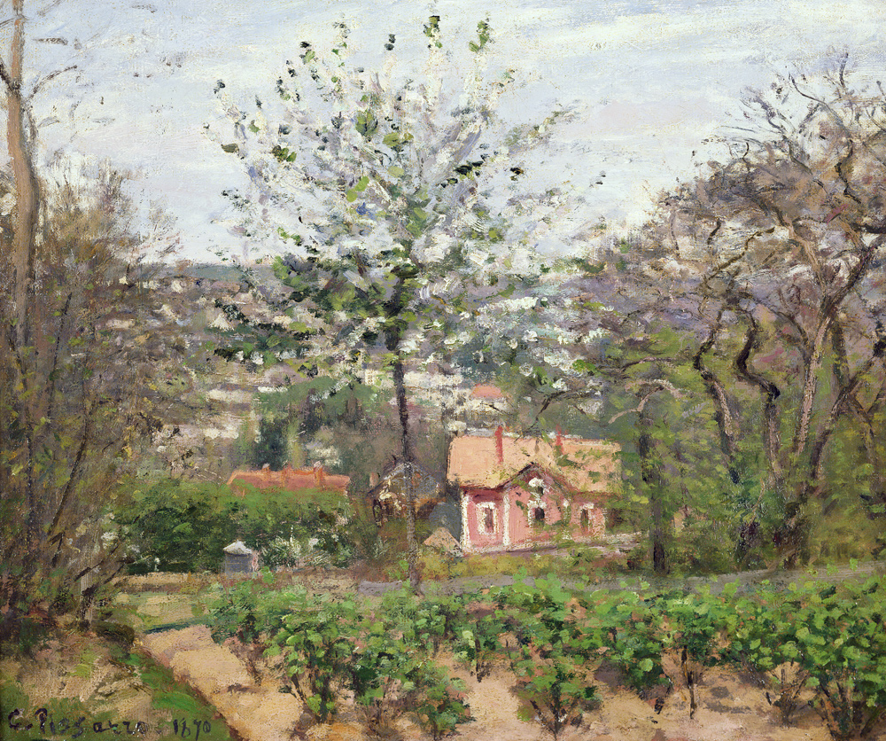The Cottage, or the Pink House - Hamlet of the Flying Heart à Camille Pissarro