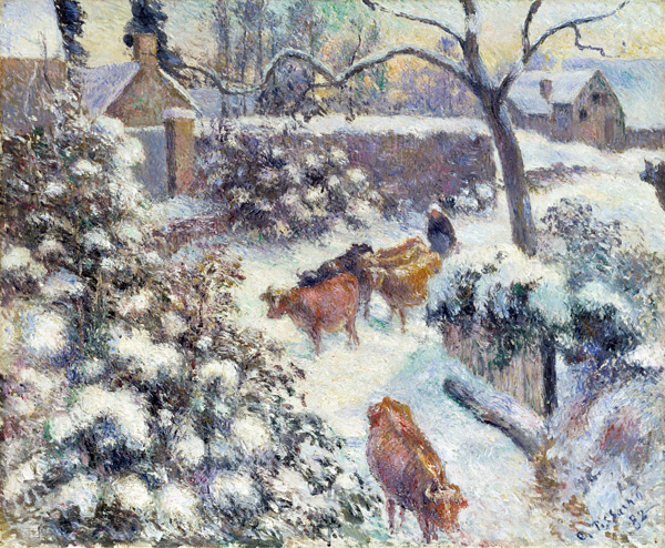 Ambiance de neige à Montfoucault à Camille Pissarro