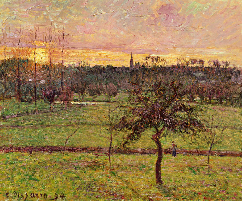 coucher de soleil à Eragny à Camille Pissarro