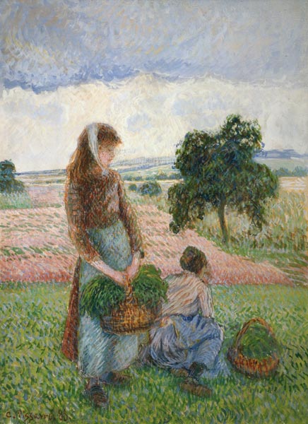 paysannes avec des paniers à Camille Pissarro