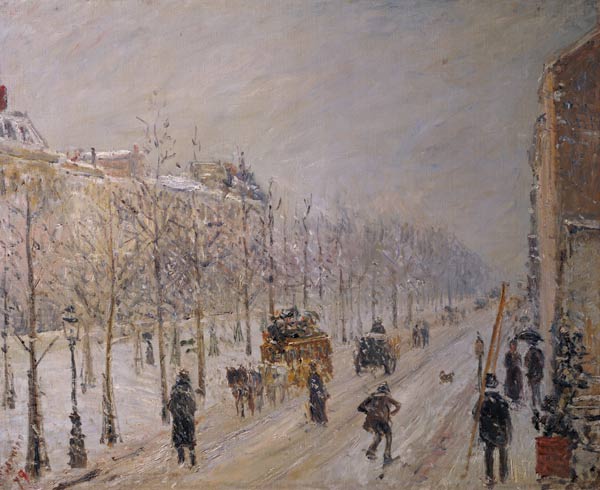 Sur le boulevard avec une neige à Camille Pissarro