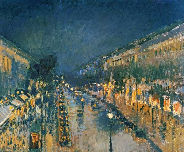 boulevard Montmartre, la nuit à Camille Pissarro