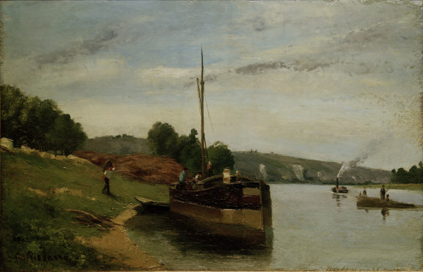 Camille Pissarro,Lastkähne auf der Seine à Camille Pissarro