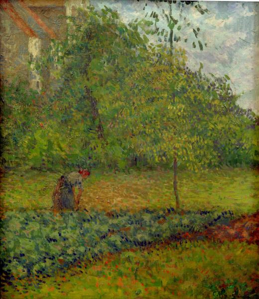C.Pissarro, Gemüsegarten mit Bäuerin... à Camille Pissarro
