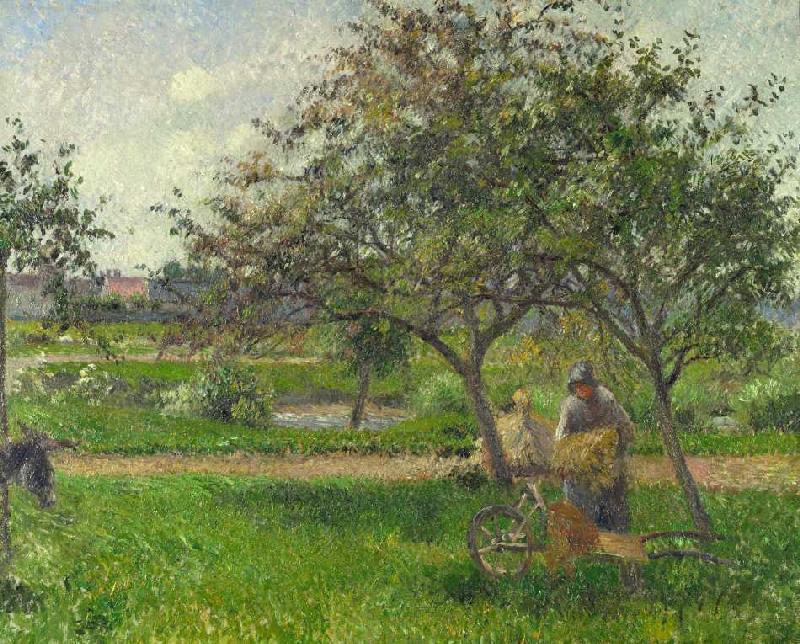 Die Schubkarre, der Obstgarten à Camille Pissarro