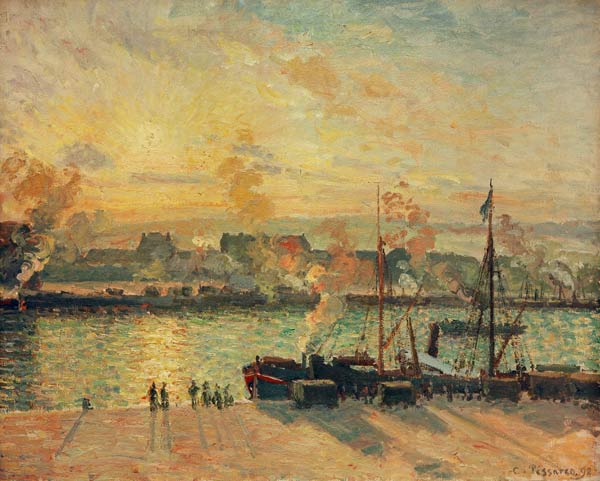 coucher de soleil, Port de Rouen à Camille Pissarro