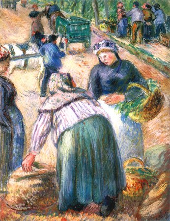Le marché de pomme de terre, boulevard du Fossés, Pontoise à Camille Pissarro