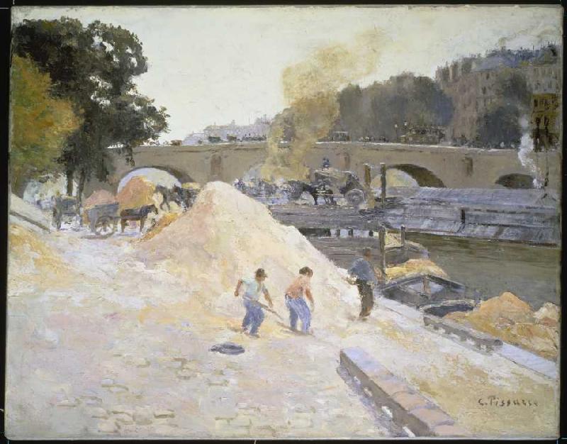 Expédition de gravier au Quai d' Anjou à la Seine à Paris (Pont Marie) à Camille Pissarro
