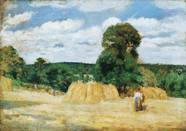 Harvesting at Montfoucault à Camille Pissarro