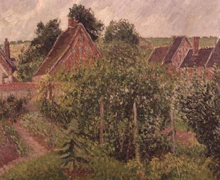Landscape with Cottage Roofs à Camille Pissarro