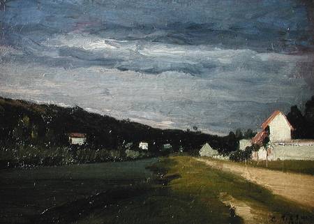 Landscape with Stormy Sky à Camille Pissarro