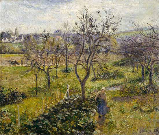 Paysage avec le jardin de légumes à Eragny. à Camille Pissarro
