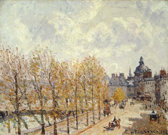 The Malaquais Quay in the Morning, Sunny Weather à Camille Pissarro