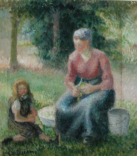 Peasant Woman and her Little Girl à Camille Pissarro