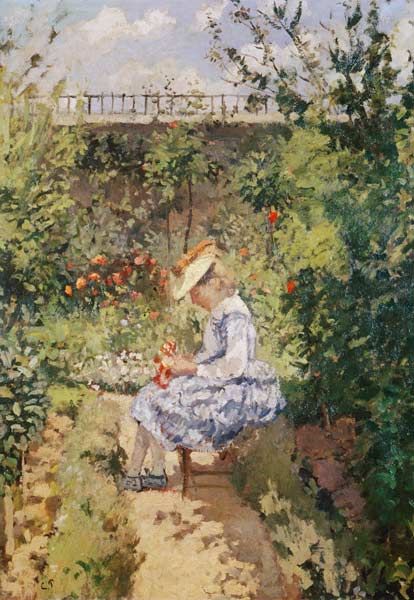 Girl in a Garden à Camille Pissarro