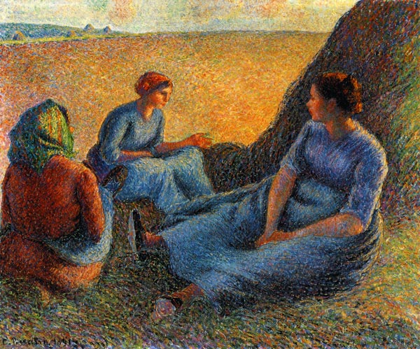 repos lors de la récolte de foin à Camille Pissarro