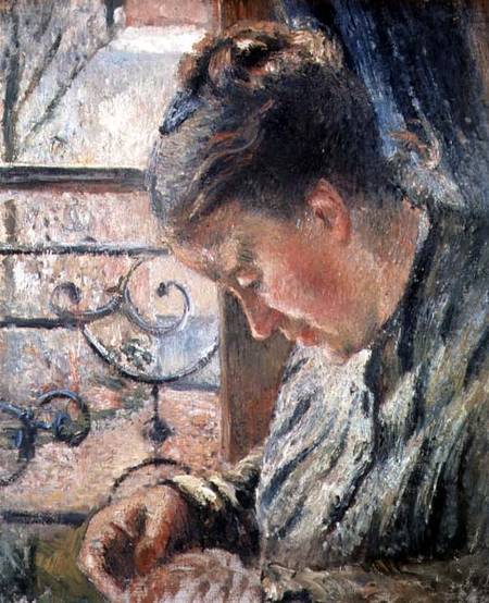 Portrait of Madame Pissarro Sewing à Camille Pissarro