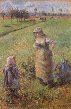 paysan et enfant sur le champ, Pontoise