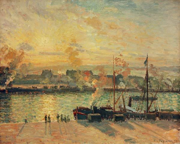 coucher de soleil, Port de Rouen