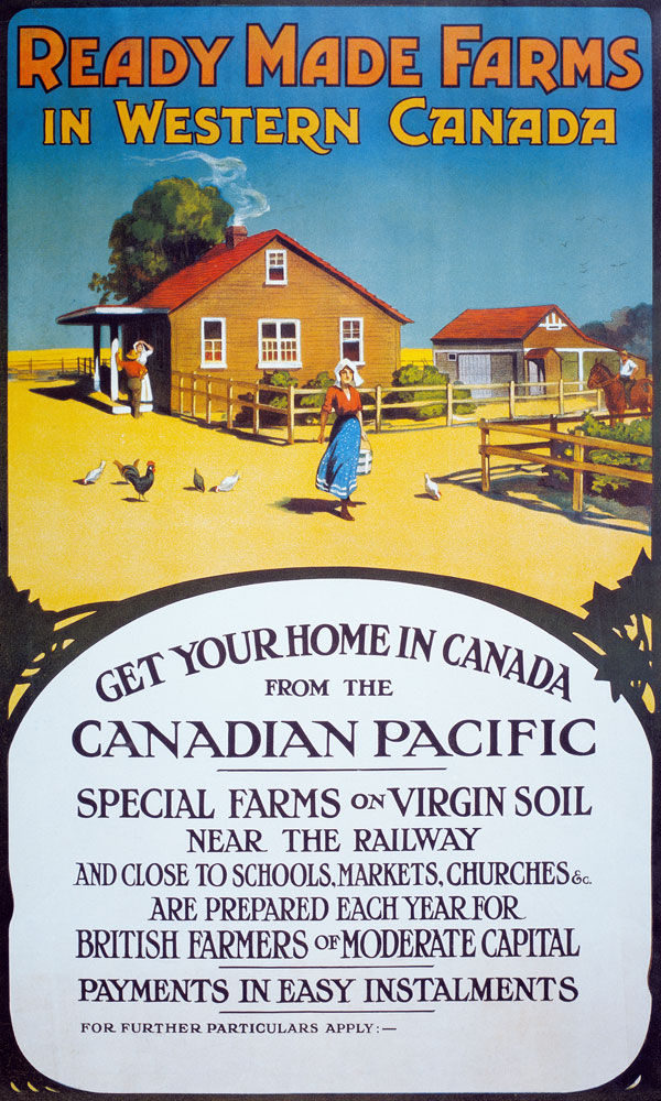 Poster advertising 'Ready made farms in Western Canada', c.1900 (colour litho) à École canadienne (20ème siècle)