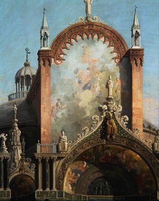 Detail of Capriccio of a Church (oil on canvas) à Giovanni Antonio Canal