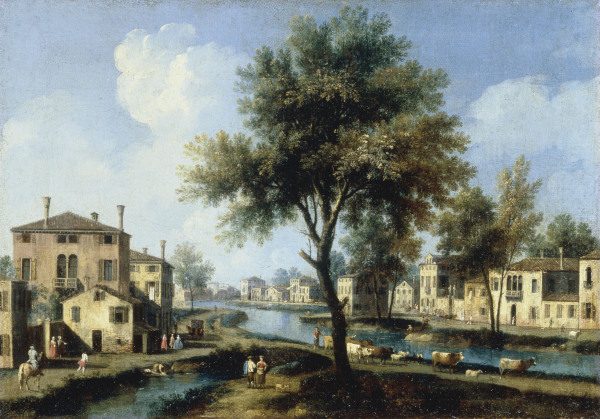 Brenta / View / Ptg.by Canaletto / C18th à Giovanni Antonio Canal
