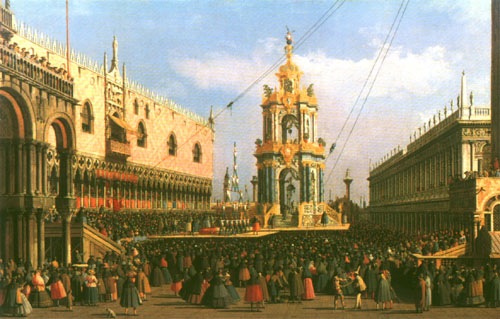 Venise, le festival Giovedi Grasso sur la Piazzetta à Giovanni Antonio Canal