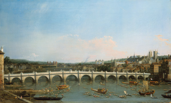 Westminster Bridge from the North with Lambeth Palace in distance à Giovanni Antonio Canal