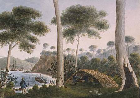 Native Hut (or Wigwam) of Adventure Bay, Van Dieman's Land à Captain George Tobin