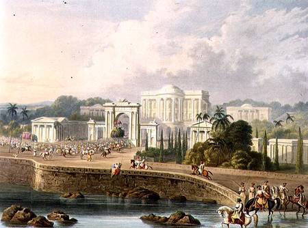 The British Residency at Hyderabad in 1813, from Volume II of 'Scenery, Costumes and Architecture of à Captain Robert M. Grindlay