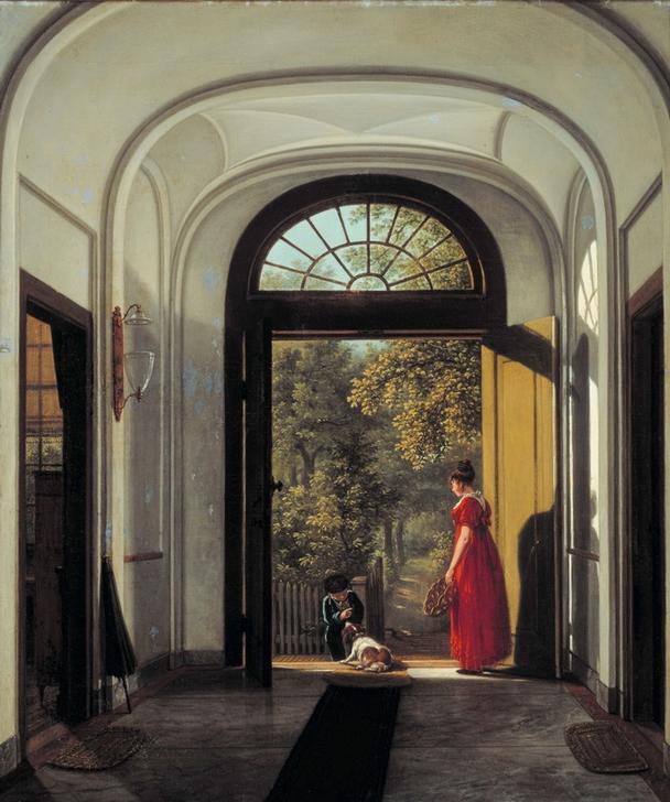 The Artist’s Wife and Child in the Hall of their House on t à Carel Lodewijk Hansen