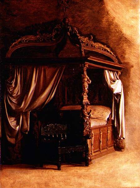 The Royal Bed of King Christian IV of Denmark (1577-1648) à Carl Bloch