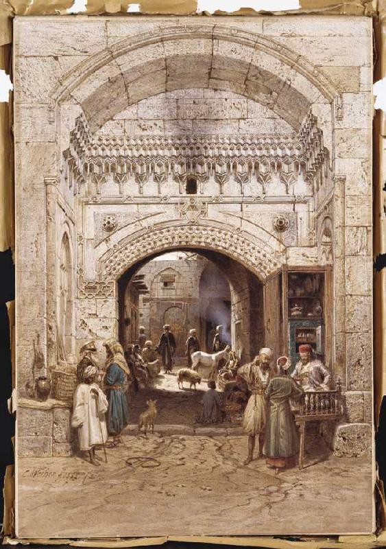 Araber in einer Gasse in Kairo. à Carl Friedr.Heinrich Werner