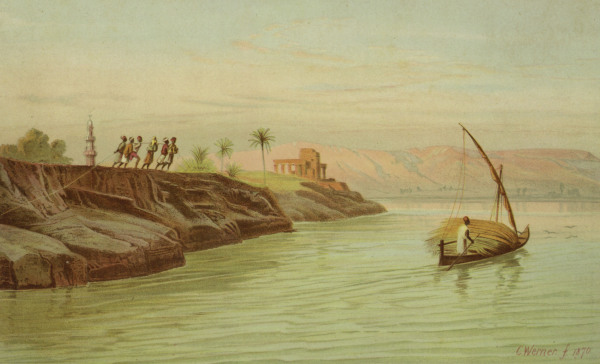 Nile , Curve at Akhmin à Carl Friedr.Heinrich Werner