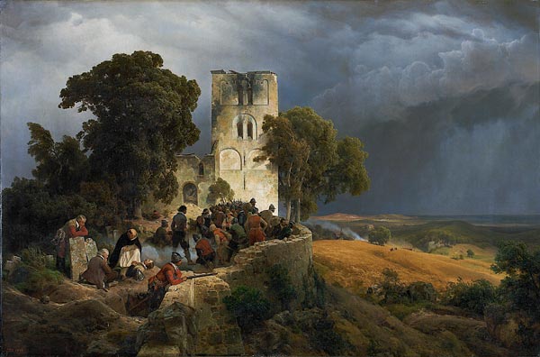 Die Belagerung (Verteidigung eines Kirchhofs im Dreißigjährigen Krieg) à Carl Friedrich Lessing