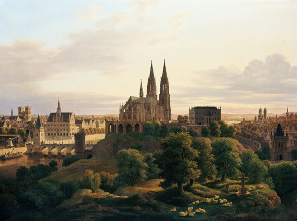 A Medieval Town in 1830 à Carl Georg Hasenpflug